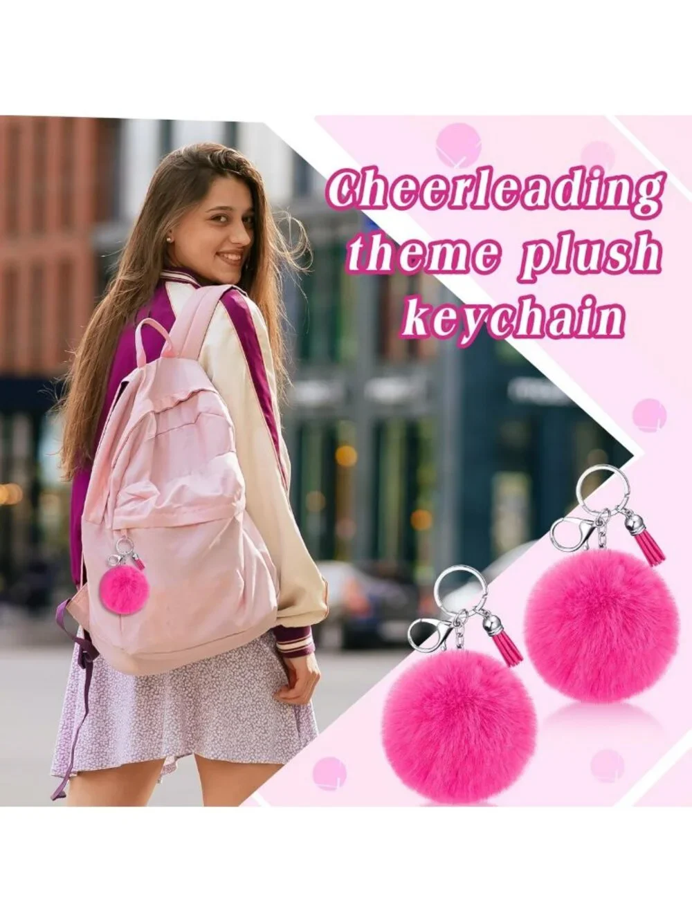 20 Pcs Cheer Pom Pom Keychains - Cheerleading Gifts, Tassel Keyring Charms